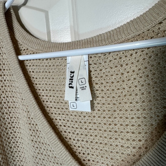 NEW Pact Sandshell Beachside Crochet Top Pants Set Organic Cotton Linen Womens L - Picture 4 of 10